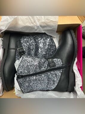 Gianna Girls Boots US 4M Black Glitter Ankle